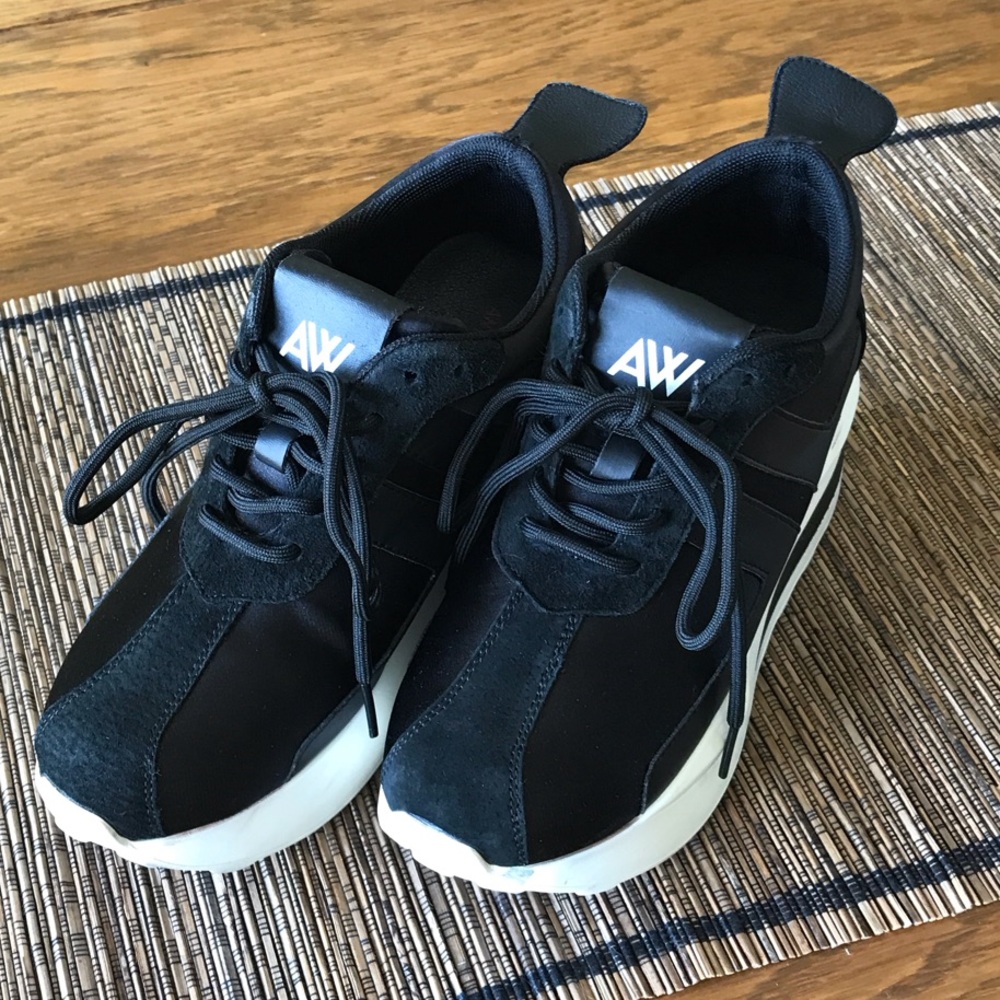 Anthony Wang Black & White 2.5" Hidden Wedge Sneakers